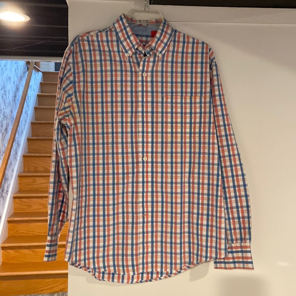 Mens plaid cotton dress shirt